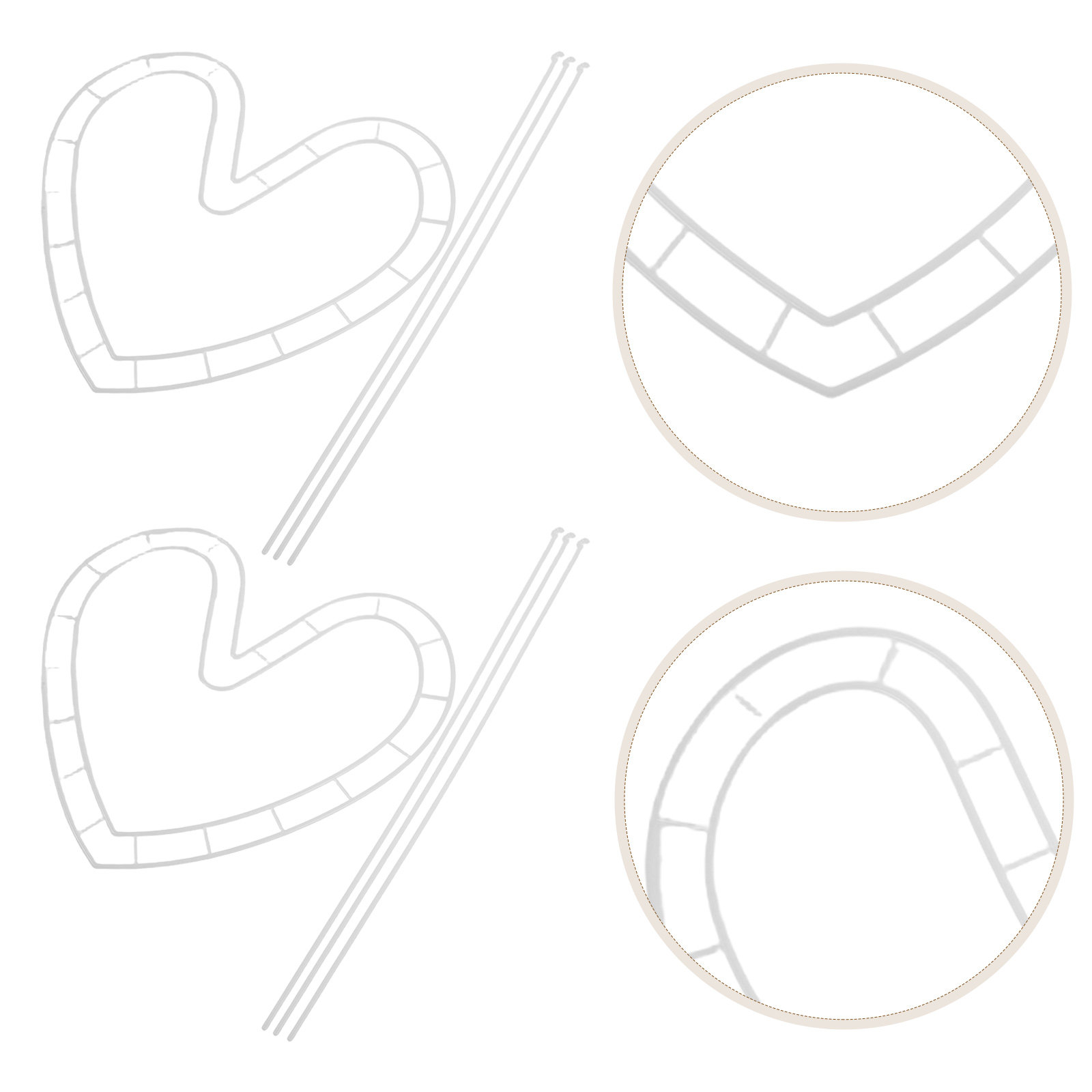 Wedding Floral Supply - 10 sets bruidsboeketvormer, hartvormige bloemenhouder, metalen