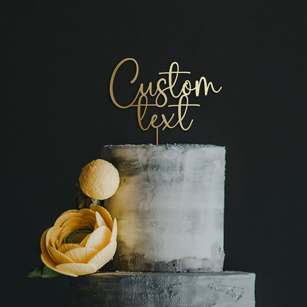 Wedding Ceremony Supply - Aangepaste tekst gouden acryl taart topper