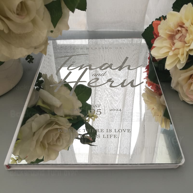 Wedding Ceremony Supply - Gepersonaliseerd gastenboek voor bruiloften, rustiek spiegelgravure,
