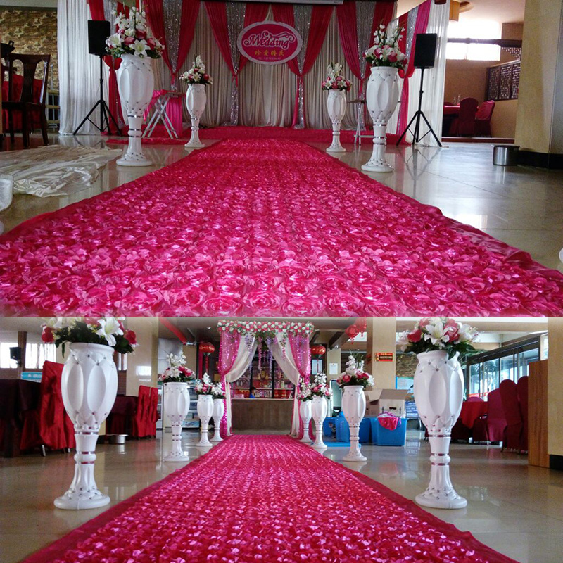 Wedding Backdrop Curtain - 10Yard Satijnen Stof 3D Rose Flower
