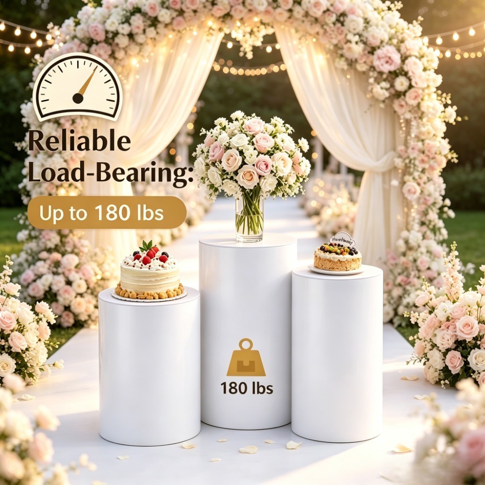Wedding Party Supply - 3/5 stuks witte cilindrische sokkelstandaards, ronde